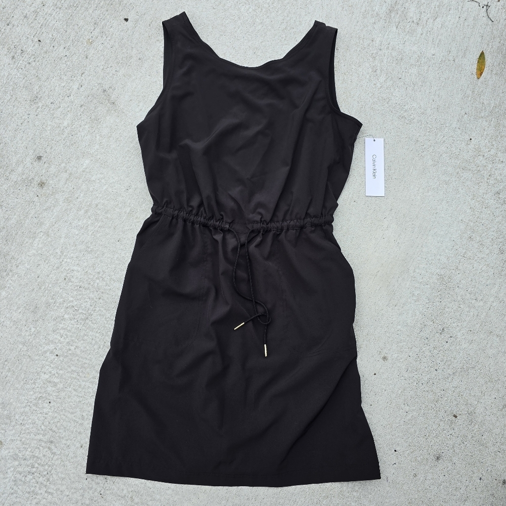 Calvin Klein Black Charcoal Mini Dress Swim Cover Up SZ 10 - Picture 2 of 8